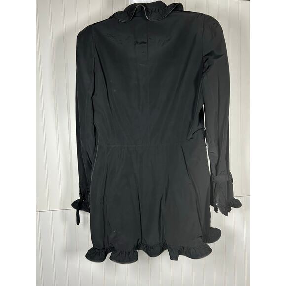 ETCETERA Ruffled Zipper  Tunic Black Raincoat Full Zip Belted 10 fall spring - Picture 2 of 13